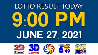 Lotto Results Today June 27 2021 9pm Ez2 Swertres 2D 3D 6/49 6/58 PCSO