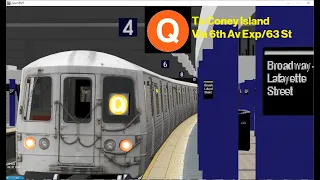 OpenBVE Special: Q Train To Coney Island Via 6th Avenue Express/63rd Street (R46)(Weekend)