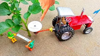 Diy tractor tree cutter machine mini science project || mini water pump | @topminigear