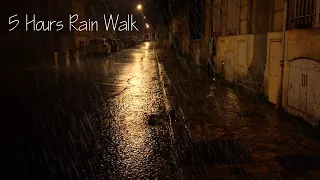 5 Hours Heavy Rain Walk in Bordeaux 4k France | Walking in the rain | ASMR for sleeping | 빗소리 숙면 집중
