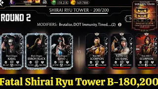 Fatal Shirai Ryu Tower Battle 200 & 180 Fight + Rewards MK Mobile