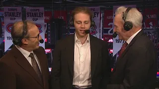 Patrick Kane visits with Ken and Mick in the booth