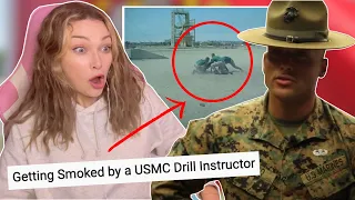 New Zealand Girl Reacts to US Marine Drill Instructors 😱