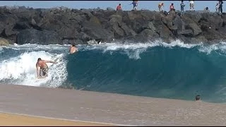 Newport Beach, CA, Wedge Surf 2ft - 4ft (Dolphin Pod), 6/7/2014