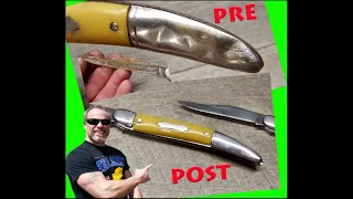 Metal Repair Dents | Restoration Vintage "FISH-KNIFE" COLONIAL Providence | Pocket Knife Restore