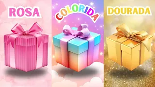 ESCOLHA SEU PRESENTE 🎁 ROSA COLORIDA DOURADA | CHOOSE YOUR GIFT | ELIGE TU REGALO