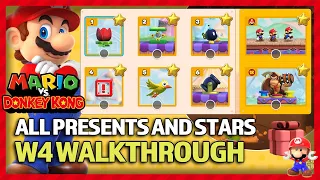 W4 Merry Mini-land, All Presents, Stars & Mini-Marios ⭐ 100% walkthrough -  Mario vs. Donkey Kong