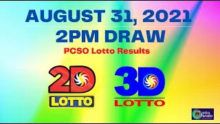 WATCH: PCSO 2 PM Lotto Draw, August 31, 2021