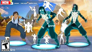 All KORRA Skins (Fortnite x Avatar) doing all Built-In Emotes and Funny Dances シ