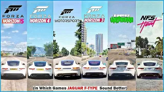 Jaguar F-Type R Top Speed in FH8, Horizon 5, Forza Horizon 4, Forza Horizon 3, NFS Unbound, NFS Heat