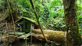 Start to Finish 3 days Build safe house on a fallen tree. Build a bushcraft campsite Part 1.