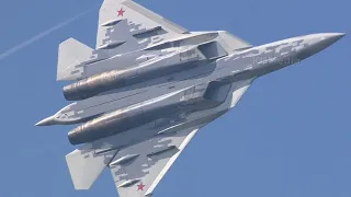 Su-57 after fog at MAKS 2019 air show