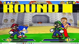 M.U.G.E.N Sonic and Super Mario Vs Super Luigi Dee Bee Kaw