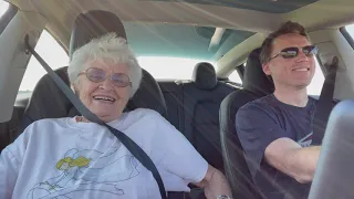 90 Year Old Granny Reacts to Tesla Model 3 Performance 0-60