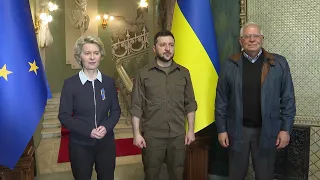 Slovakian Prime Minister and EU President Meet Ukraine's President Zelensky in Kyiv