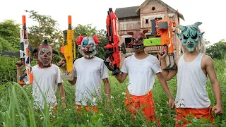 GUGU Nerf War : CID Dragon Nerf Guns Fight Group SKMAN Mask Criminals Detachment