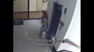 Mom Save's her Son Fron falling Down the stairs