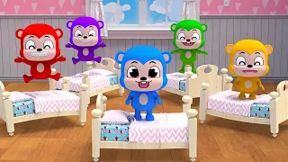 Learn Color with Monkeys Jumping On The Bed Song 5마리 원숭이 점핑온더베드 장난감 라임이랑 영어동요 노래불러요 Nursery rhymes