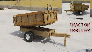 How to make a hydraulic tractor trolley with cardboard | Tractor trolley |