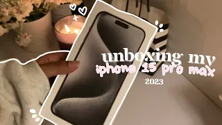 unboxing my white titanium iphone 15 pro max || accessories , etc