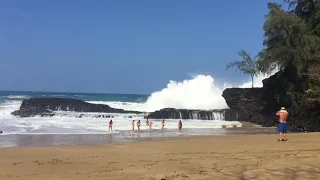 Beach in Kauai Hawaii Giant Wave Crash Lumaha'i 2020