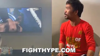 PACQUIAO WATCHES PROTEGE MAGSAYO BRUTAL KNOCKOUT OF CEJA IN LOCKER ROOM BEFORE UGAS FIGHT