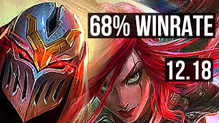 ZED vs KATA (MID) | 12/0/6, 68% winrate, Legendary | KR Master | 12.18