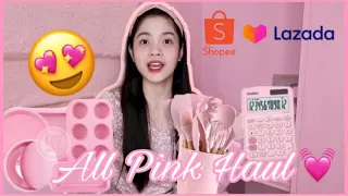 ALL PINK HAUL (SHOPEE, LAZADA & ETC.) | denzelmae