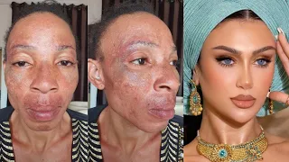 Viral Bomb 💣🔥Makeup And Gele Transformation 🔥😱✂️✂️ | Makeup Tutorial