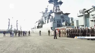 Боевые корабли Северного флота прибыли в Дудинку на учения