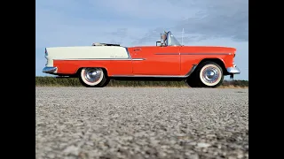 1955 Chevrolet Bel Air Convertible For Sale~Gypsy Red & White~265 Turbo Fire Motor~Powerglide Auto