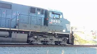 Loaded Coal Train And Truck Driver Blows Horn Back At Engineer