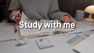2 HOUR STUDY WITH ME [50/10]│주말인데 공부해야 되는 사람 같이 하자🌹│스터디윗미 │fire crackling🔥