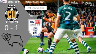 Cambridge United 0-1 Derby County, Matchday45, EFL League One 23/24 Highlight