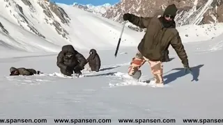 Indo-Tibetan Border Police [ITBP] Personnel Navigating The Snow-Clad Himalayas