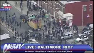 Aerial coverage of Baltimore Riots following Freddie Gray funeral