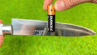 KNIFE like a razor in 1 minutes! Using a BATTERY! Amazing Way