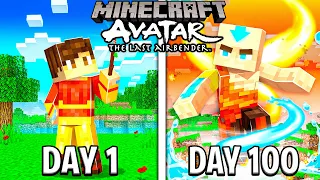 I Spent 100 DAYS as AVATAR in Minecraft