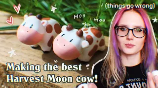 how to make a Harvest Moon Bubble Cow! ❀ small artist #polymerclay sculpting process #studiovlog