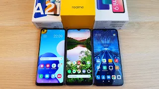 БОЛЬШАЯ БИТВА! SAMSUNG GALAXY A21S VS REALME 6i VS REDMI 9 - СРАВНЕНИЕ!