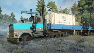 SnowRunner - Truck 6x6 Trailer  - Driving Offroad Transport Containner