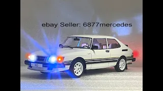 For Sale--- White 1986 Saab 900 TURBO Working LIGHTS LED 1/18 Exclusive Die-cast By MCG Swiss Rocket