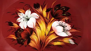 Lilies and Tulips. Oil Painting MasterClass | Мастер-класс по Жостовской росписи. Художник Гончарова