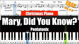 🎹Pentatonix - Mary, Did You Know? (Key of C)Sheet + Lyrics + Chords Piano Easy Tutorial🎹
