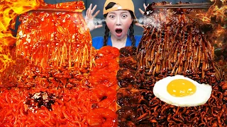 불닭 🔥 팽이버섯 짜장 & 불닭볶음면 먹방 (ft.새우 🦐) Buldak Fire Enokimushrooms Jjajang Ramen Mukbang ASMR Ssoyoung