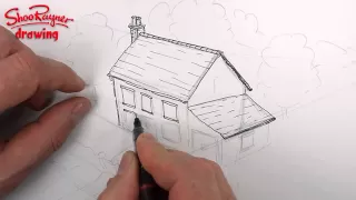 How to draw a House in 3d - bird's eye view