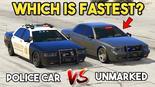 GTA 5 ONLINE - POLICE STANIER LE CRUISER VS UNMARKED CRUISER (WHICH IS FASTEST?)