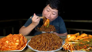 5 CHAPAGETTI & Hot spicy Kimchi - Mukbang eating show