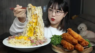 Creamy Ramen Noodles & Fried Shrimp | Mukbang Asmr