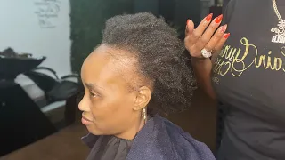 She challenged me to conceal her hairline without using extensions.